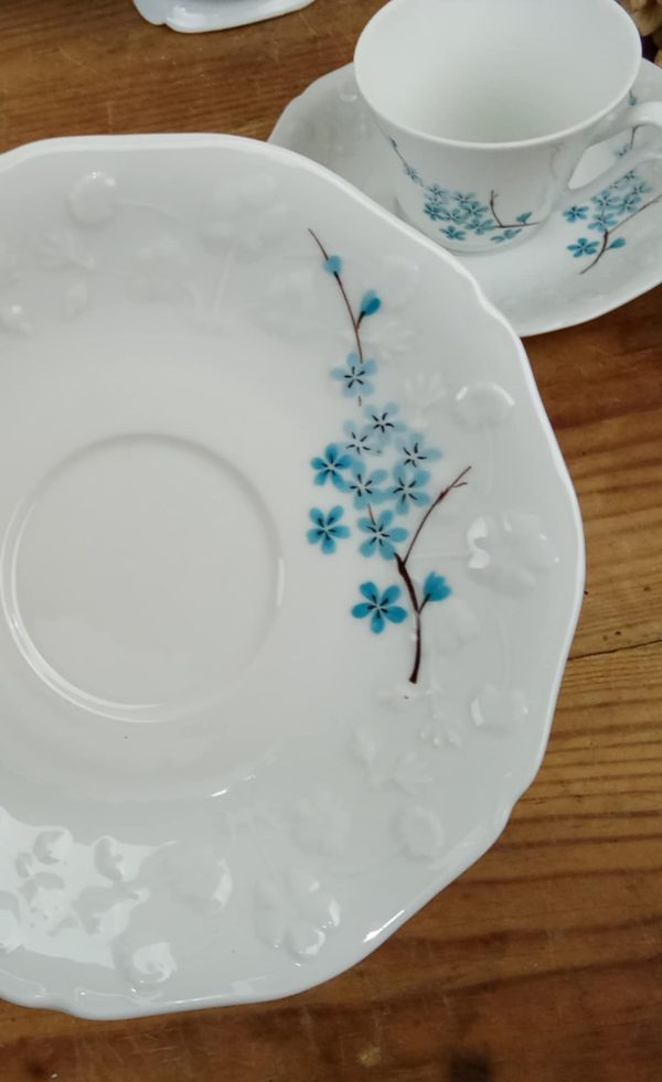 Service a café vintage en porcelaine / Myosotis / n°1863 /