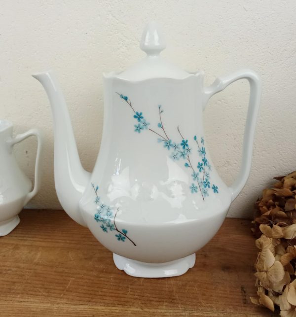 Service a café vintage en porcelaine / Myosotis / n°1863 /