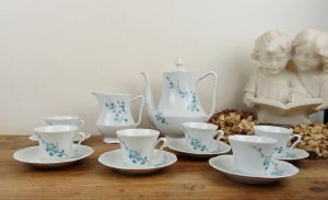 Service a café vintage en porcelaine / Myosotis / n°1863 /