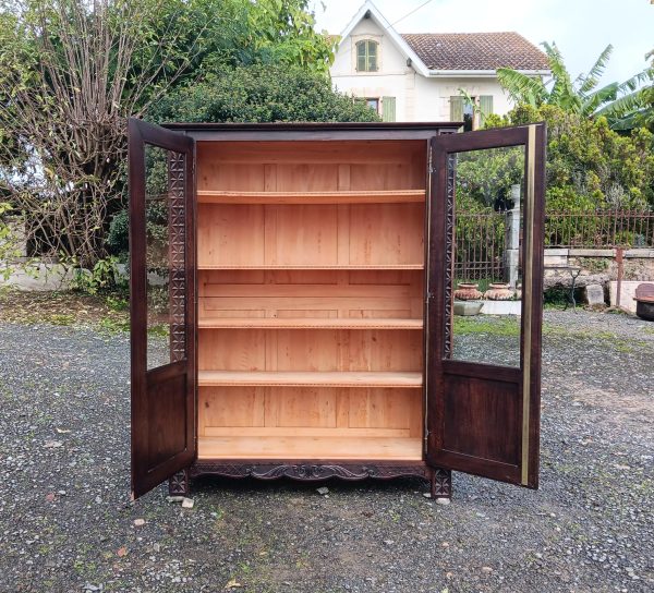 Ancienne Vitrine / Bibliothèque en chêne n°3095