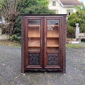 Ancienne Vitrine / Bibliothèque en chêne n°3095