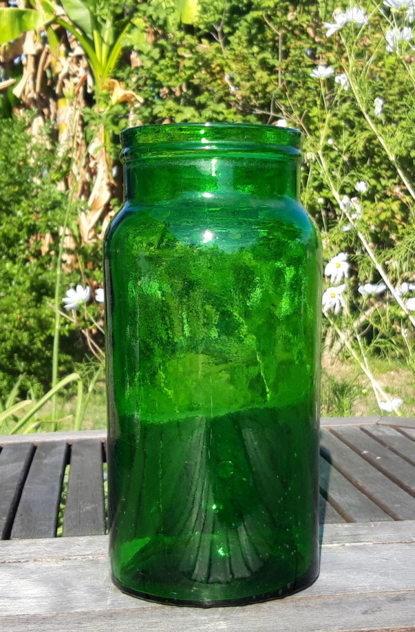 Bocal en verre vert vintage n°7821