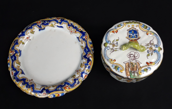 Ancien beurrier Faience de Rouen n°6455