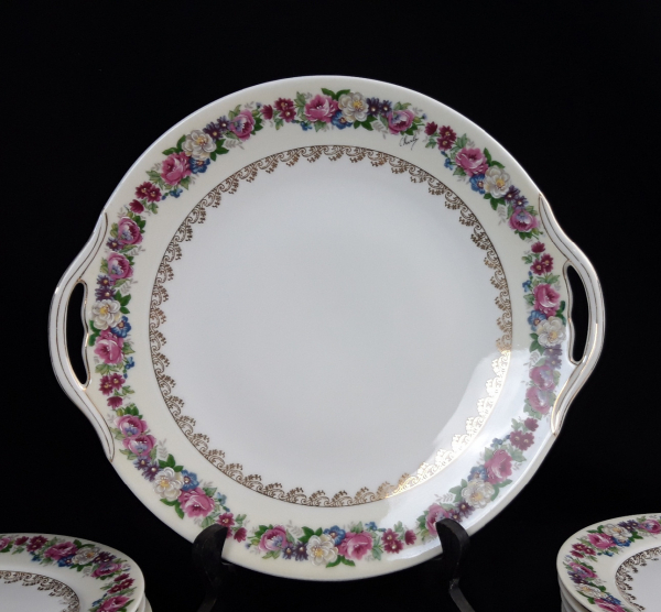 Service a gâteaux Boyer en porcelaine de Limoges n°6841