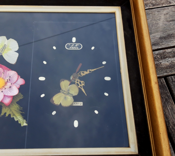 Cadre vitrine vintage / Fleur / horloge / n°6967