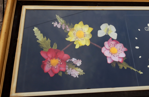 Cadre vitrine vintage / Fleur / horloge / n°6967