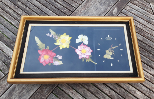Cadre vitrine vintage / Fleur / horloge / n°6967