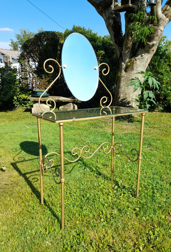 Coiffeuse vintage + chaise / fer forgé doré / n°0310