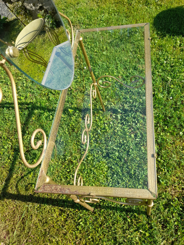 Coiffeuse vintage + chaise / fer forgé doré / n°0310