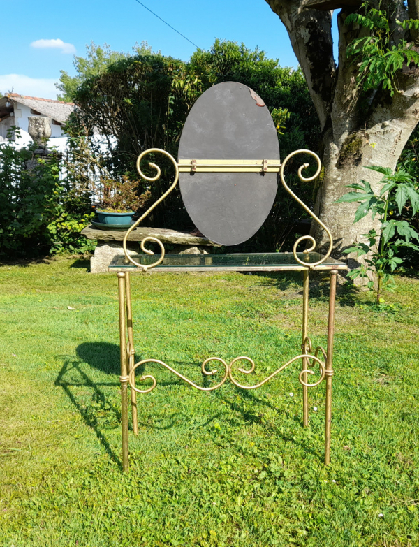 Coiffeuse vintage + chaise / fer forgé doré / n°0310