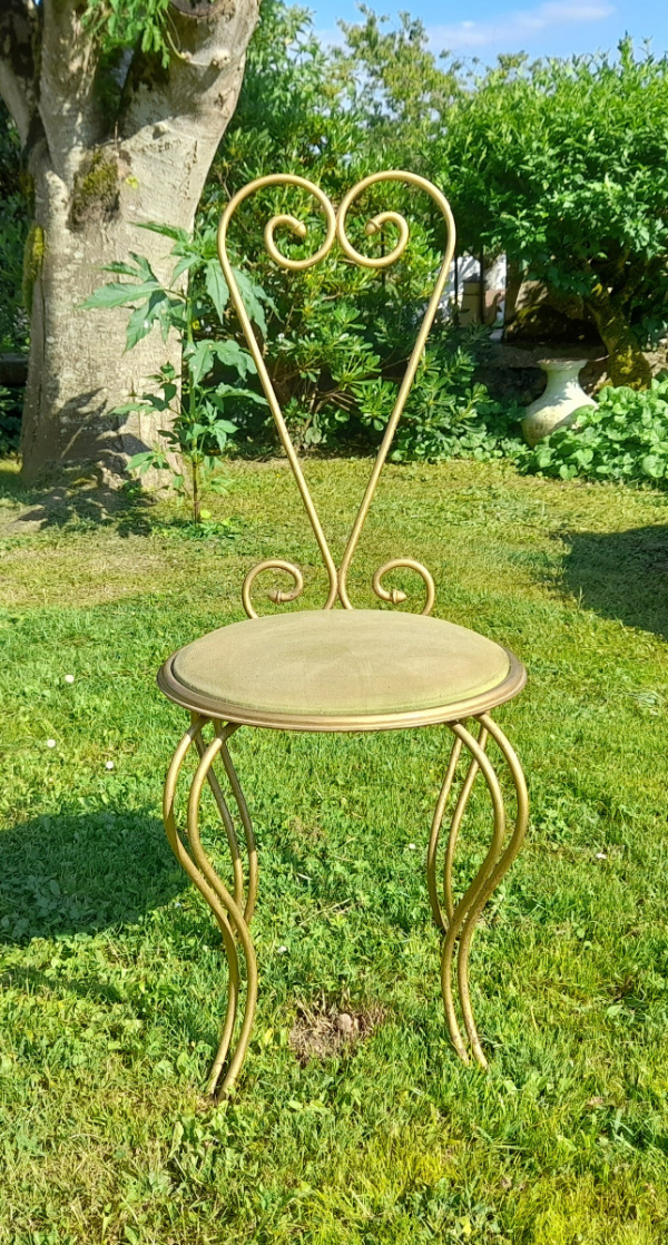 Coiffeuse vintage + chaise / fer forgé doré / n°0310