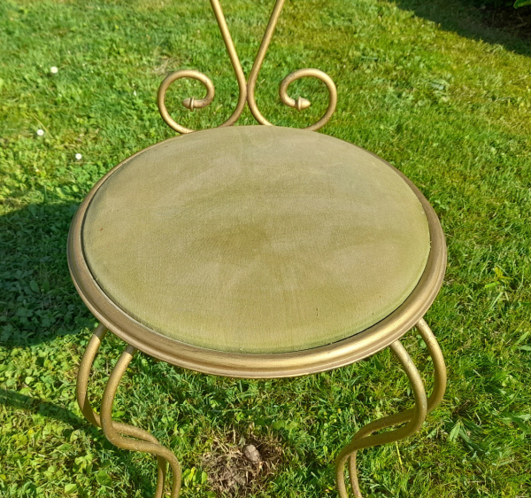 Coiffeuse vintage + chaise / fer forgé doré / n°0310