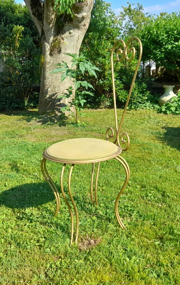 Coiffeuse vintage + chaise / fer forgé doré / n°0310