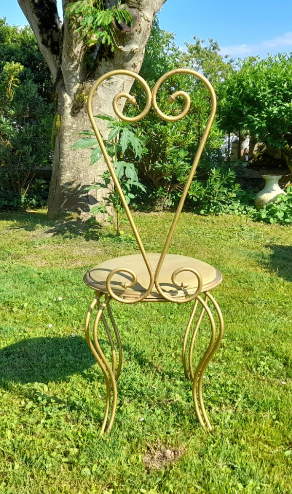 Coiffeuse vintage + chaise / fer forgé doré / n°0310