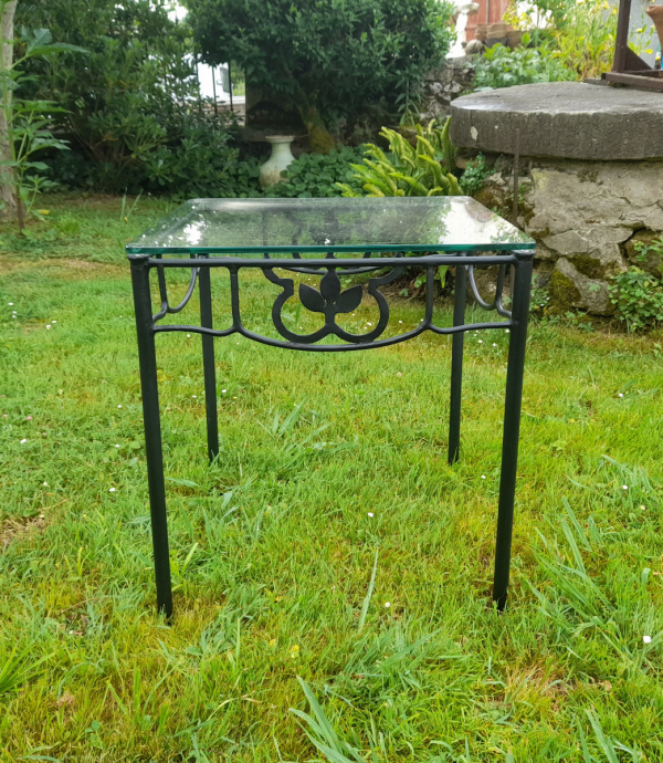 Table basse en verre et fer forgé n°0350