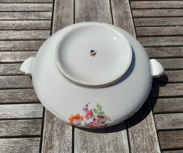 Soupière vintage en porcelaine / Fleurs / n°0511