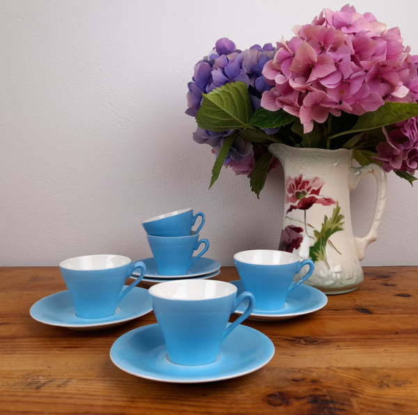 Lot de 5 tasses vintages Digoin Sarreguemines n°0601