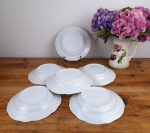 Lot de 6 anciennes assiettes a soupe en porcelaine blanche n°0566