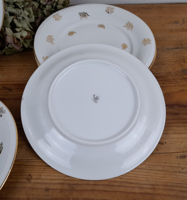 Lot de 6 assiettes plates vintages en porcelaine n°0932