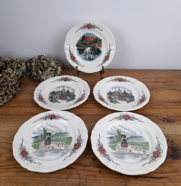 Lot de 5 assiettes a dessert Sarreguemines Obernai n°1274