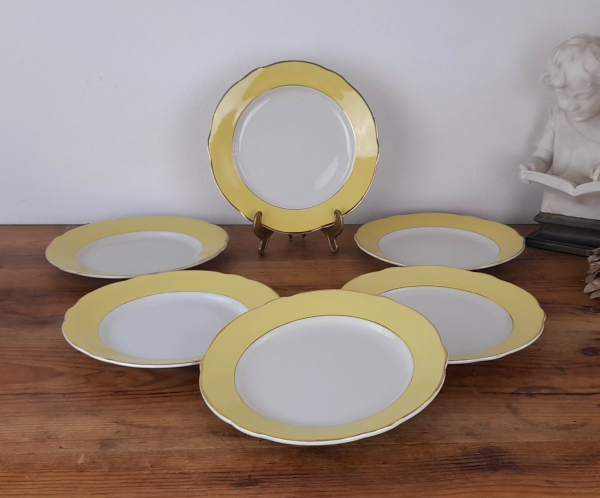 Lot 6 assiettes plates vintages Lunéville Jonquille n°5198