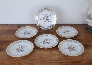 Lot de 6 assiettes a dessert vintages en porcelaine ( Paon ) n°5204