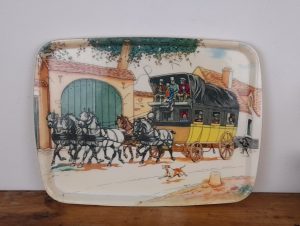 Plateau vintage / diligence / chevaux / n°5345