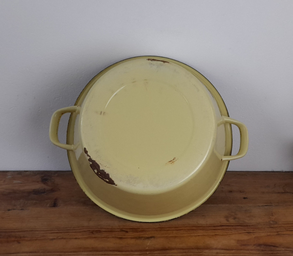 Bassine vintage en tôle émaillée jaune n°5715