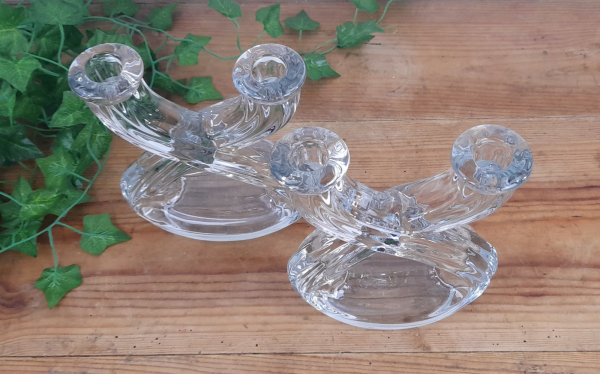 Paire de chandeliers vintages Cristal de Vannes n°6071