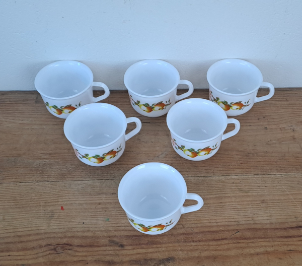 Lot 6 tasses vintages Arcopal Pomme n°9042