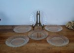 Lot de 6 assiettes a dessert vintages en verre n°9560