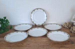 Lot de 6 anciennes assiettes plates Limoges n°9567