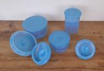 Lot de flacons de toilette en opaline bleue n°9813