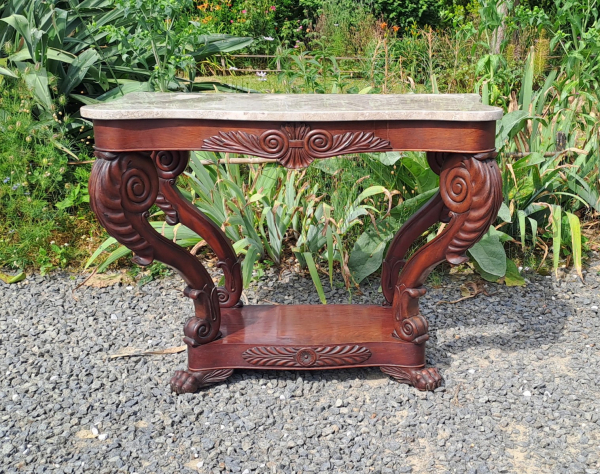 Ancienne console en acajou et marbre n°9846