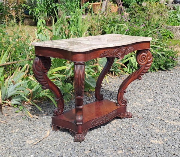 Ancienne console en acajou et marbre n°9846