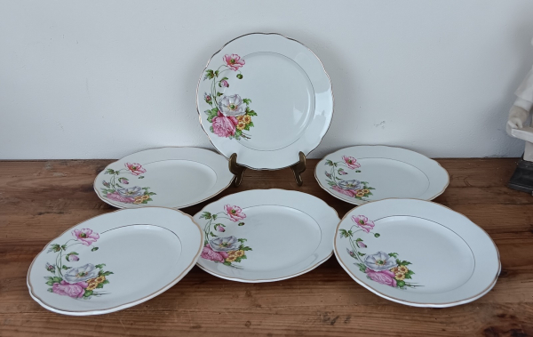 Lot de 6 assiettes a dessert vintages Anémones Digoin n°1259