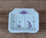 Porte savon en porcelaine de Limoges / Violettes / n°1283