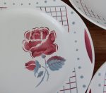 Lot de 6 assiettes plates vintages Reine Lunéville n°1956