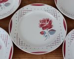 Lot de 6 assiettes plates vintages Reine Lunéville n°1560