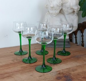 Lot de 6 verres a vin d'Alsace / Cigogne / n°1920