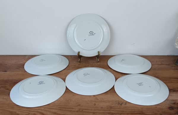 Lot de 6 assiettes plates vintages Badonviller Sumatra n°1659