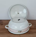 Soupière vintage / Cocotte en tôle émaillée n°1703