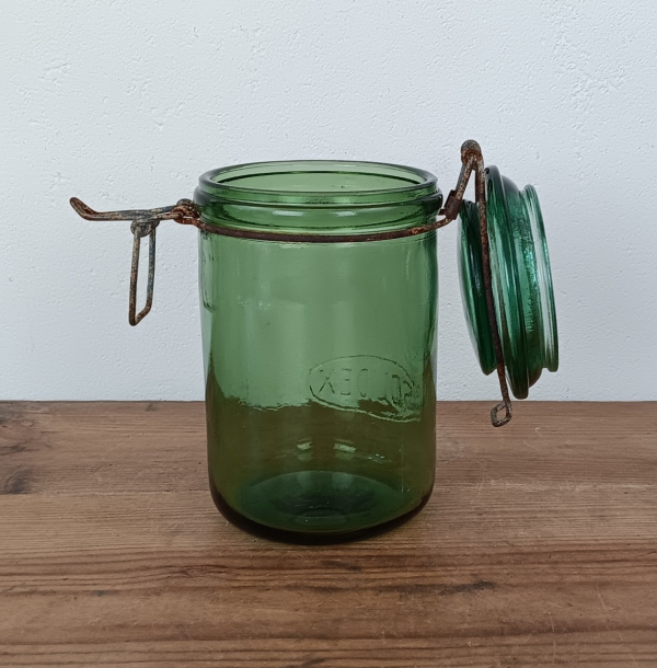 Bocal vintage Solidex / Verre vert / n°1718