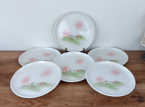 Lot de 6 assiettes plates Pornic Village n°1725