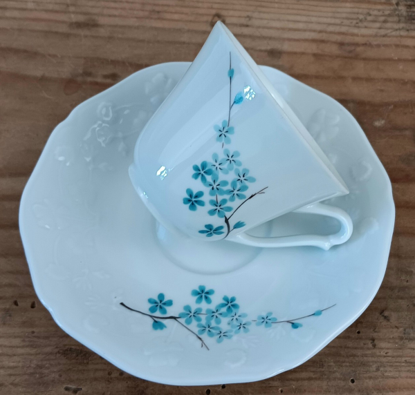 Service a café vintage en porcelaine / Myosotis / n°1863