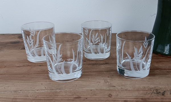 Lot de 4 verres a whisky Cristal d'Arques Flamepis n°1408