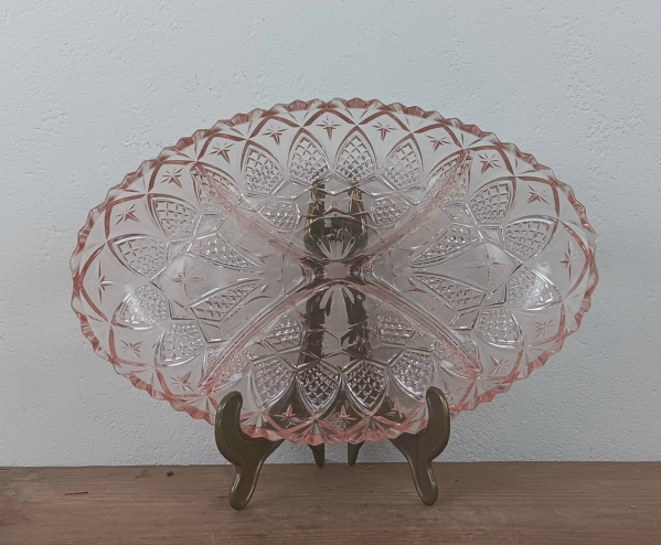 Serviteur vintage en verre rose n°2115