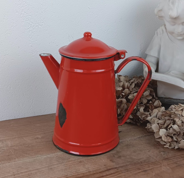 Cafetière vintage en tôle émaillée n°2136