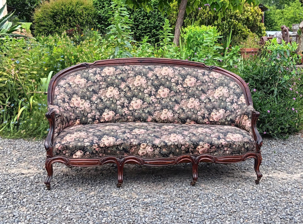 Ancienne banquette Napoléon III en palissandre n°2482