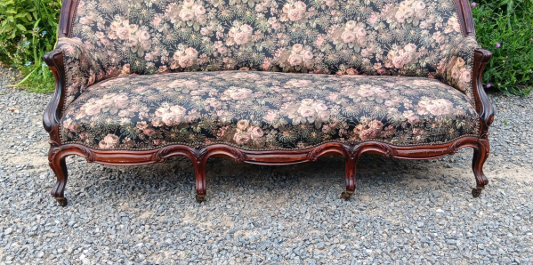 Ancienne banquette Napoléon III en palissandre n°2482